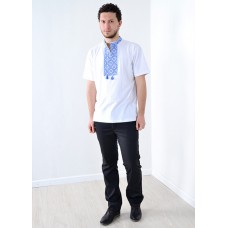 Embroidered t-shirt for men "Glory" blue on white